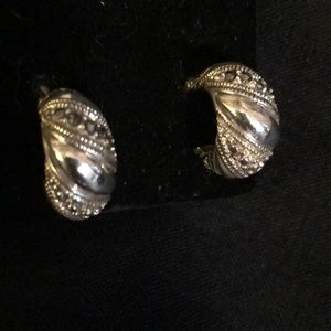 Marcasite Sterling Silver click-it earrings.